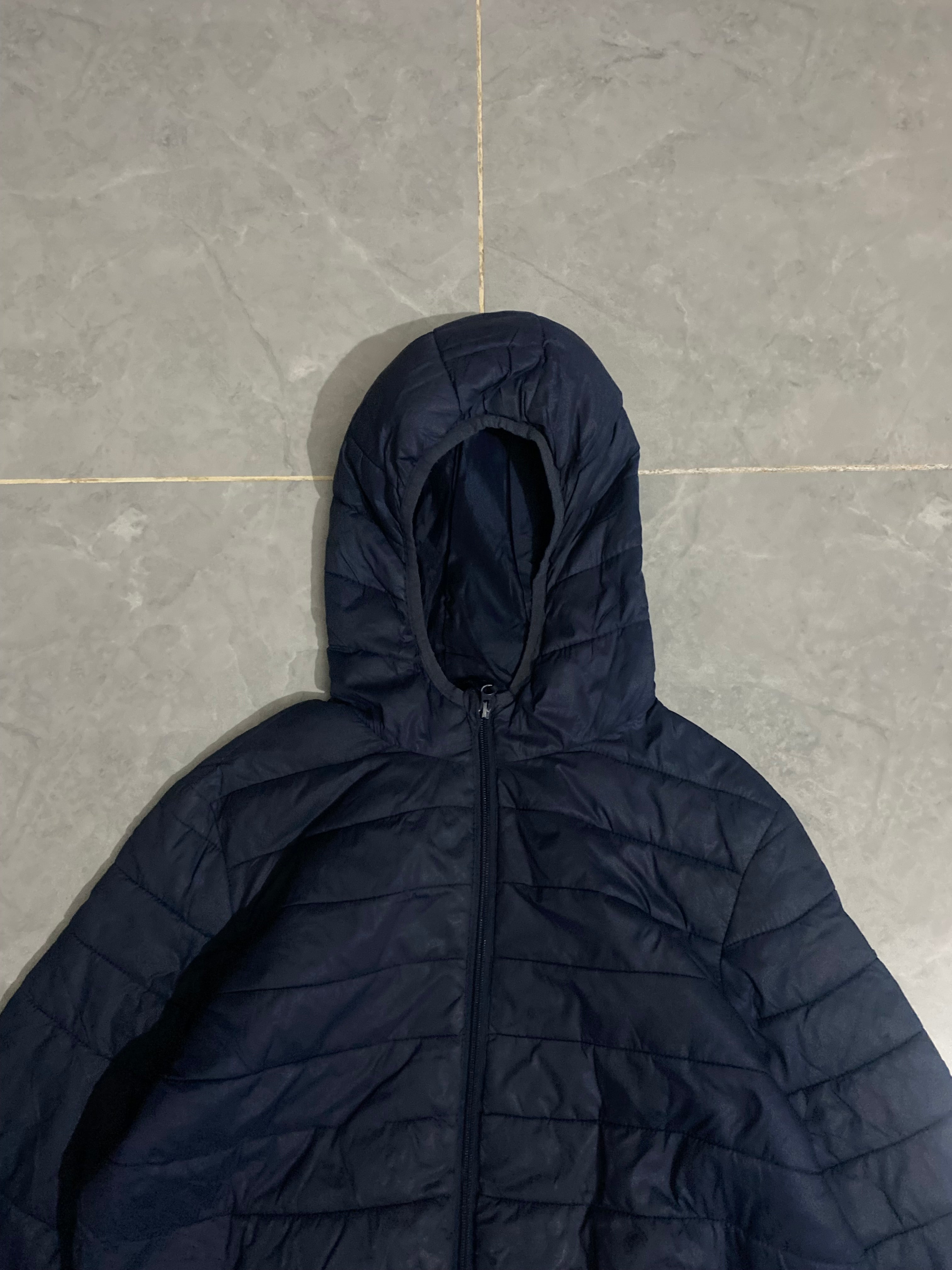 Dark Blue Hooded Puffer Jacket