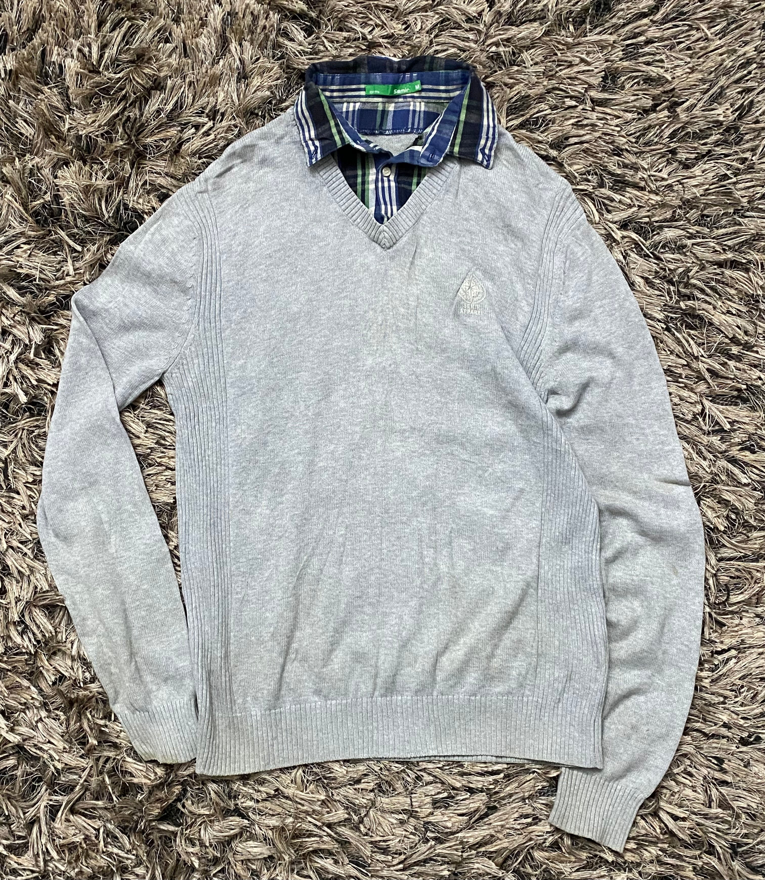 Check collar sweater sweater Thrift