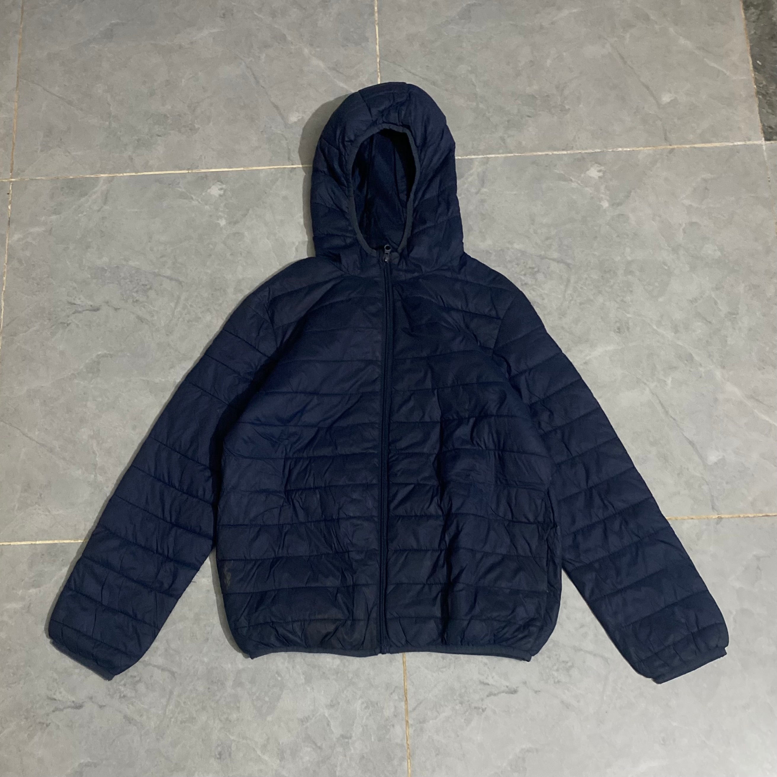 Dark Blue Hooded Puffer Jacket