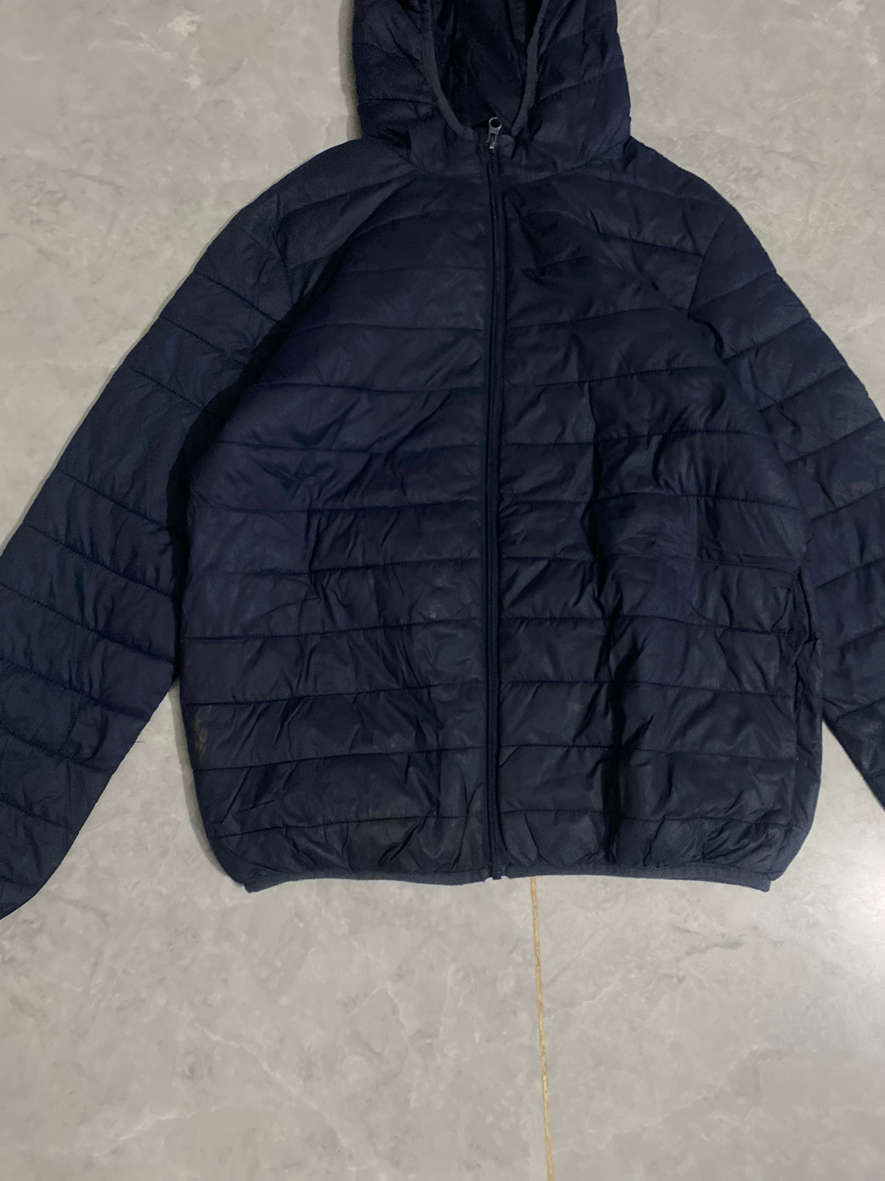 Dark Blue Hooded Puffer Jacket