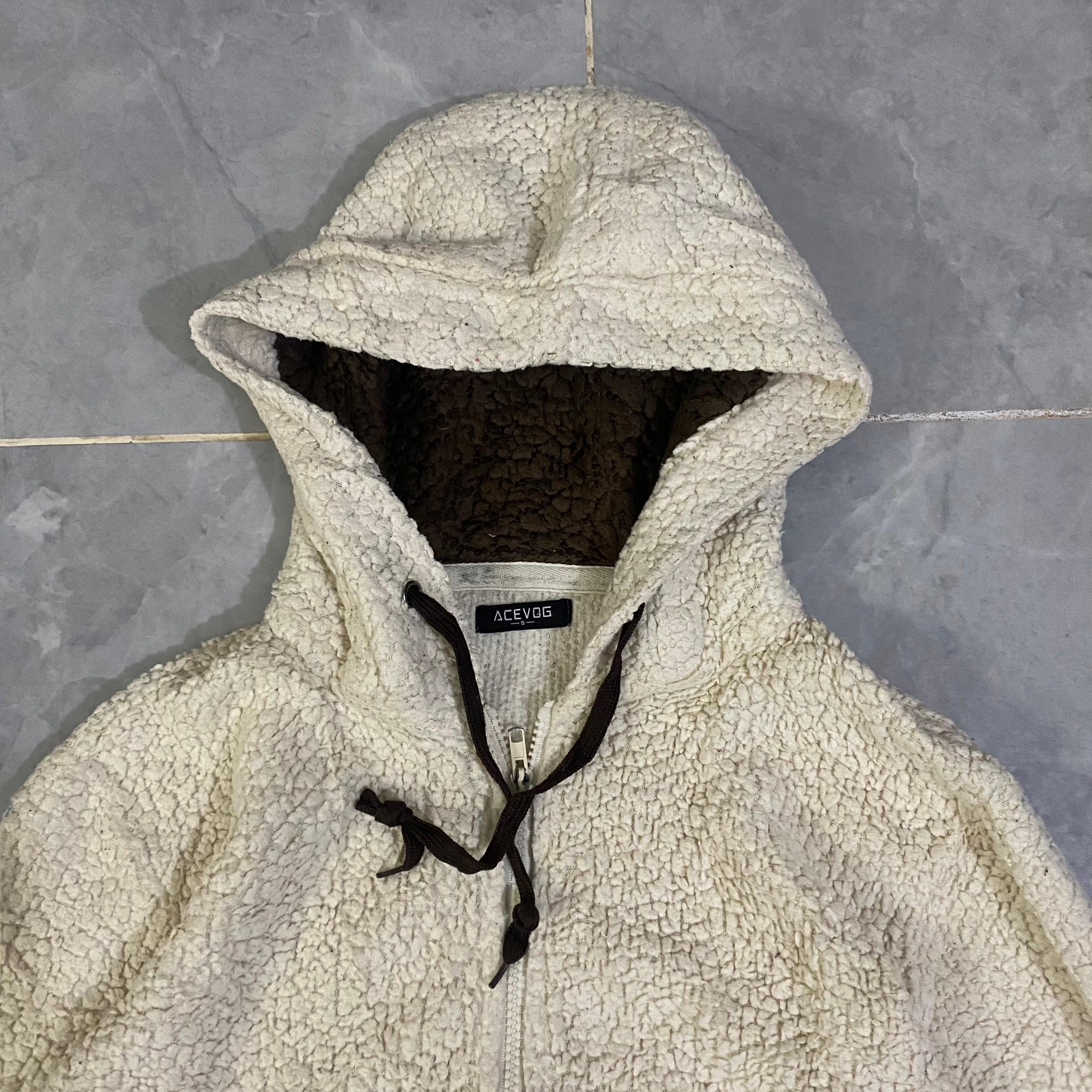 Fur Cream Zipper Hoodie