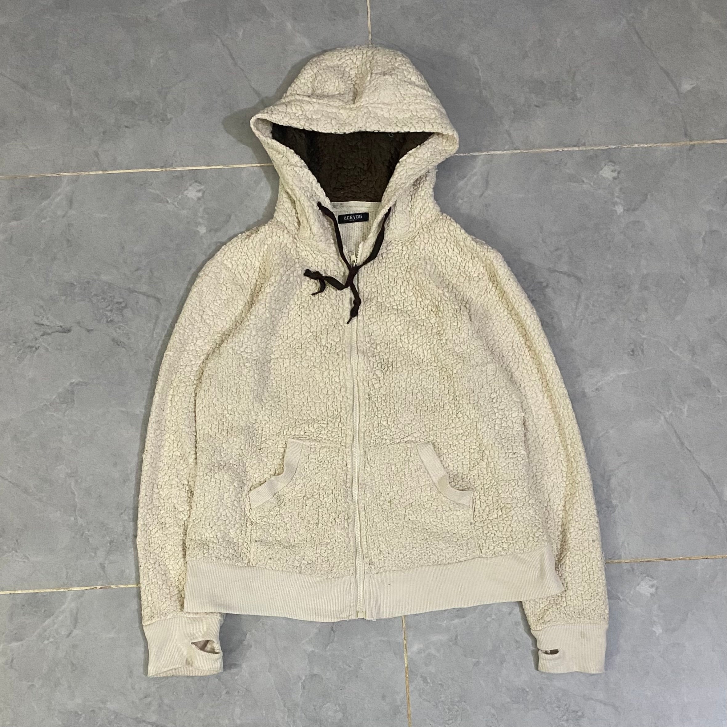Fur Cream Zipper Hoodie